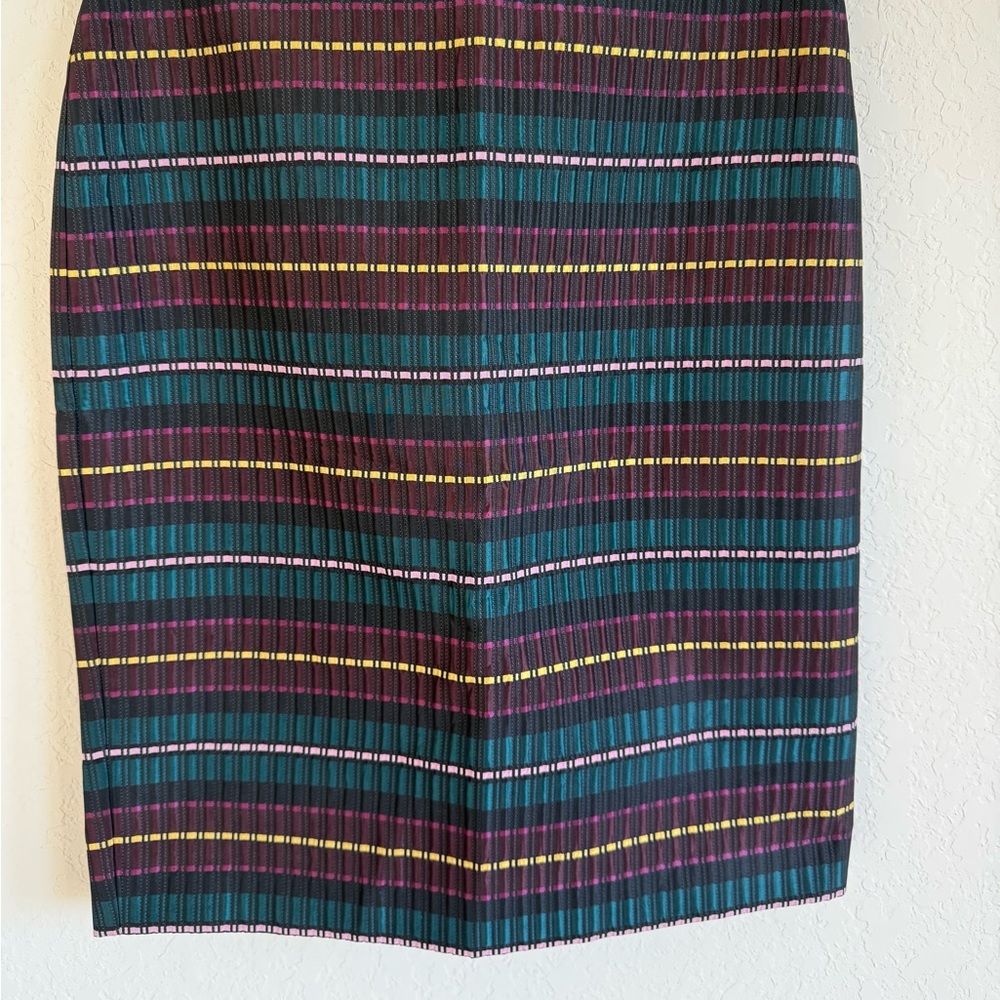 Ann Taylor Teal and Purple Striped Pencil Skirt